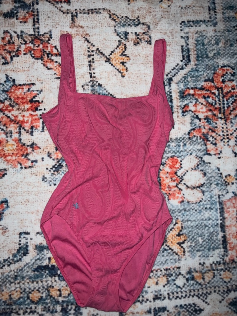 Lauren Ralph Lauren Pink Paisley Textured One-Piece Swimsuit Women’s Size 12